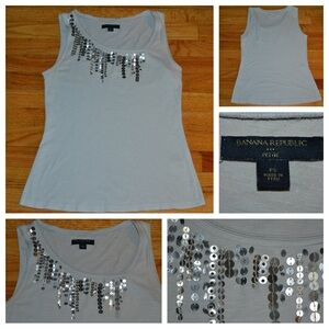Women’s Banana Republic gray sequin tank, size petite small PS